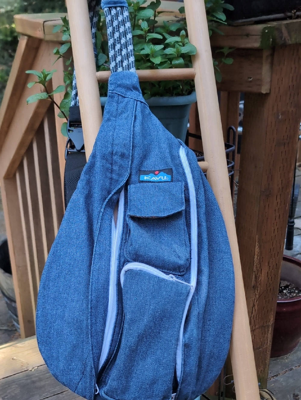 Kavu Denim Blue Sling Bag Backpack